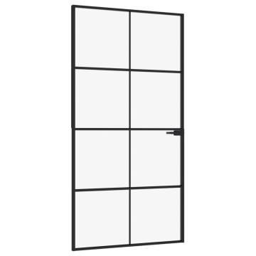 Interior Door Black 102x201.5 cm - Tempered Glass & Aluminium