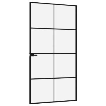 Interior Door Black 102x201.5 cm - Tempered Glass & Aluminium