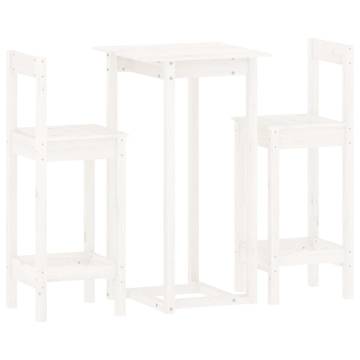 3 Piece White Solid Wood Pine Bar Set - Stylish & Durable