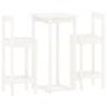 3 Piece White Solid Wood Pine Bar Set - Stylish & Durable