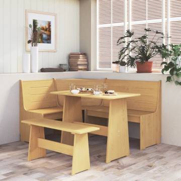 Corner Bench 151 cm Solid Pine Wood - Honey Brown | HipoMarket