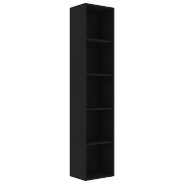 Stylish Black Book Cabinet - 40x30x189 cm Engineered Wood