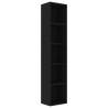 Stylish Black Book Cabinet - 40x30x189 cm Engineered Wood