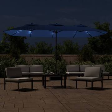 Double-Head Parasol with LEDs - Azure Blue | Hipomarket