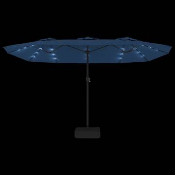 Double-Head Parasol with LEDs - Azure Blue | Hipomarket