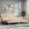 Bed Frame with Headboard Super King Size Solid Wood Colour natural Size 180 x 200 cm 