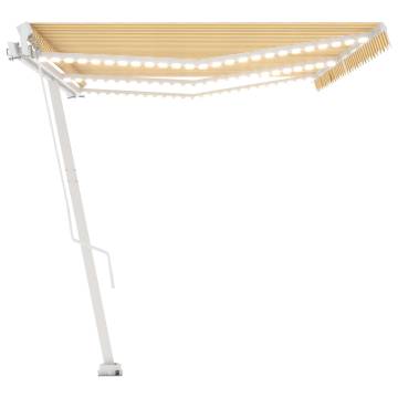 Manual Retractable Awning with LED - Yellow & White 600x300 cm