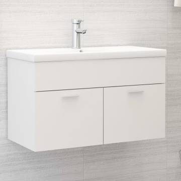 Elegant Sink Cabinet with Built-in Basin - White Engineered Wood