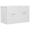 Elegant Sink Cabinet with Built-in Basin - White Engineered Wood