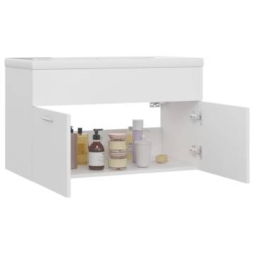 Elegant Sink Cabinet with Built-in Basin - White Engineered Wood