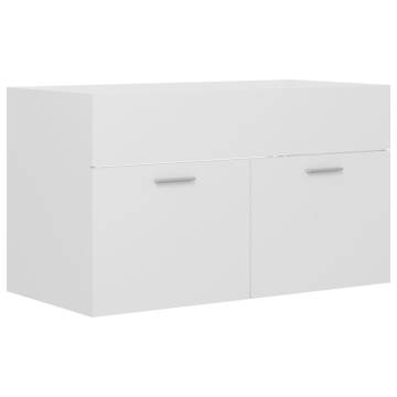 Elegant Sink Cabinet with Built-in Basin - White Engineered Wood