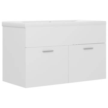 Elegant Sink Cabinet with Built-in Basin - White Engineered Wood