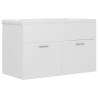 Elegant Sink Cabinet with Built-in Basin - White Engineered Wood