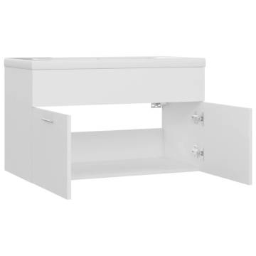 Elegant Sink Cabinet with Built-in Basin - White Engineered Wood