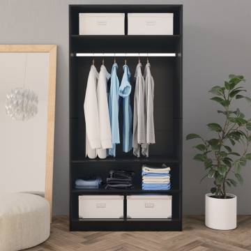 Stylish Black Wardrobe - Engineered Wood, 100x50x200 cm