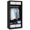 Stylish Black Wardrobe - Engineered Wood, 100x50x200 cm