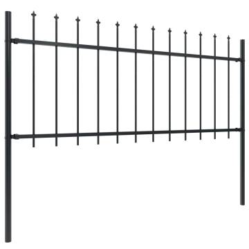 Elegant Black Spear Top Steel Garden Fence - 13.6m Long