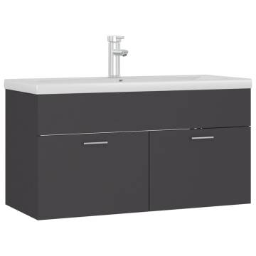 Sink Cabinet with Built-in Basin - Grey Engineered Wood