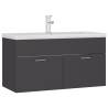 Sink Cabinet with Built-in Basin - Grey Engineered Wood