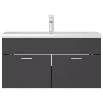 Sink Cabinet with Built-in Basin - Grey Engineered Wood