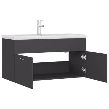 Sink Cabinet with Built-in Basin - Grey Engineered Wood