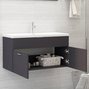 Sink Cabinet with Built-in Basin - Grey Engineered Wood