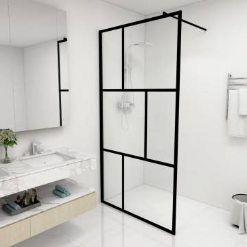 Black Walk-in Shower Wall 100x195 cm | Premium Tempered Glass