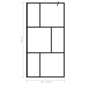 Black Walk-in Shower Wall 100x195 cm | Premium Tempered Glass