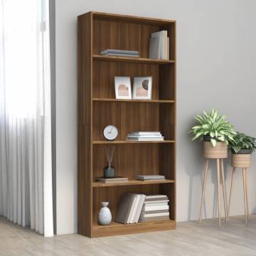 5-Tier Book Cabinet Brown Oak - Stylish Storage Solution