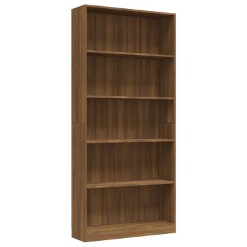 5-Tier Book Cabinet Brown Oak - Stylish Storage Solution