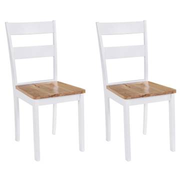 Dining Chairs 2 pcs White Solid Rubber Wood - Modern Design