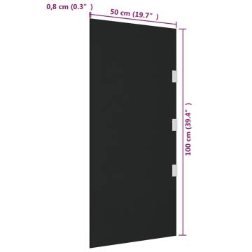 Black Tempered Glass Side Panel for Door Canopy - 50x100 cm