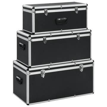 3 Pcs Black Aluminium Storage Cases - Durable & Elegant