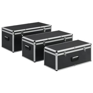 3 Pcs Black Aluminium Storage Cases - Durable & Elegant