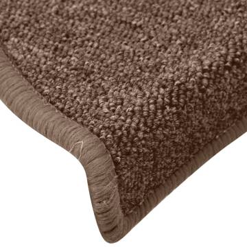 Brown Carpet Stair Treads - 15 pcs | Non-Slip & Washable