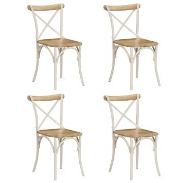 Stylish Cross Chairs Set - 4 Pcs White Mango Wood