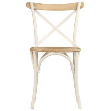 Stylish Cross Chairs Set - 4 Pcs White Mango Wood