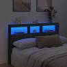 Stylish Black LED Headboard Cabinet - 160x17x102 cm