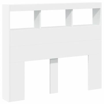 Stylish White Headboard Cabinet with LED - 120x17x102 cm