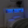 Stylish White Headboard Cabinet with LED - 120x17x102 cm