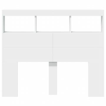 Stylish White Headboard Cabinet with LED - 120x17x102 cm