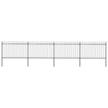 Elegant Black Steel Garden Fence with Spear Top - 6.8m