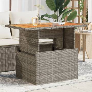 Garden Table Grey 100x55x73 cm - Poly Rattan & Acacia Wood