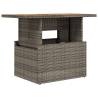 Garden Table Grey 100x55x73 cm - Poly Rattan & Acacia Wood