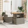 Garden Table Grey 100x55x73 cm - Poly Rattan & Acacia Wood