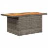 Garden Table Grey 100x55x73 cm - Poly Rattan & Acacia Wood