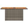 Garden Table Grey 100x55x73 cm - Poly Rattan & Acacia Wood