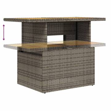 Garden Table Grey 100x55x73 cm - Poly Rattan & Acacia Wood