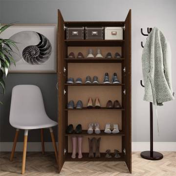 Brown Oak Shoe Cabinet - 80x35.5x180 cm | Hipomarket UK