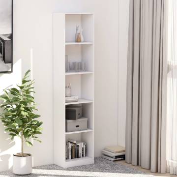 5-Tier White Book Cabinet - Stylish Storage Solution